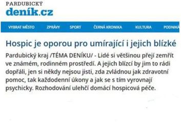 Hospic je oporou pro umírající i jejich blízké